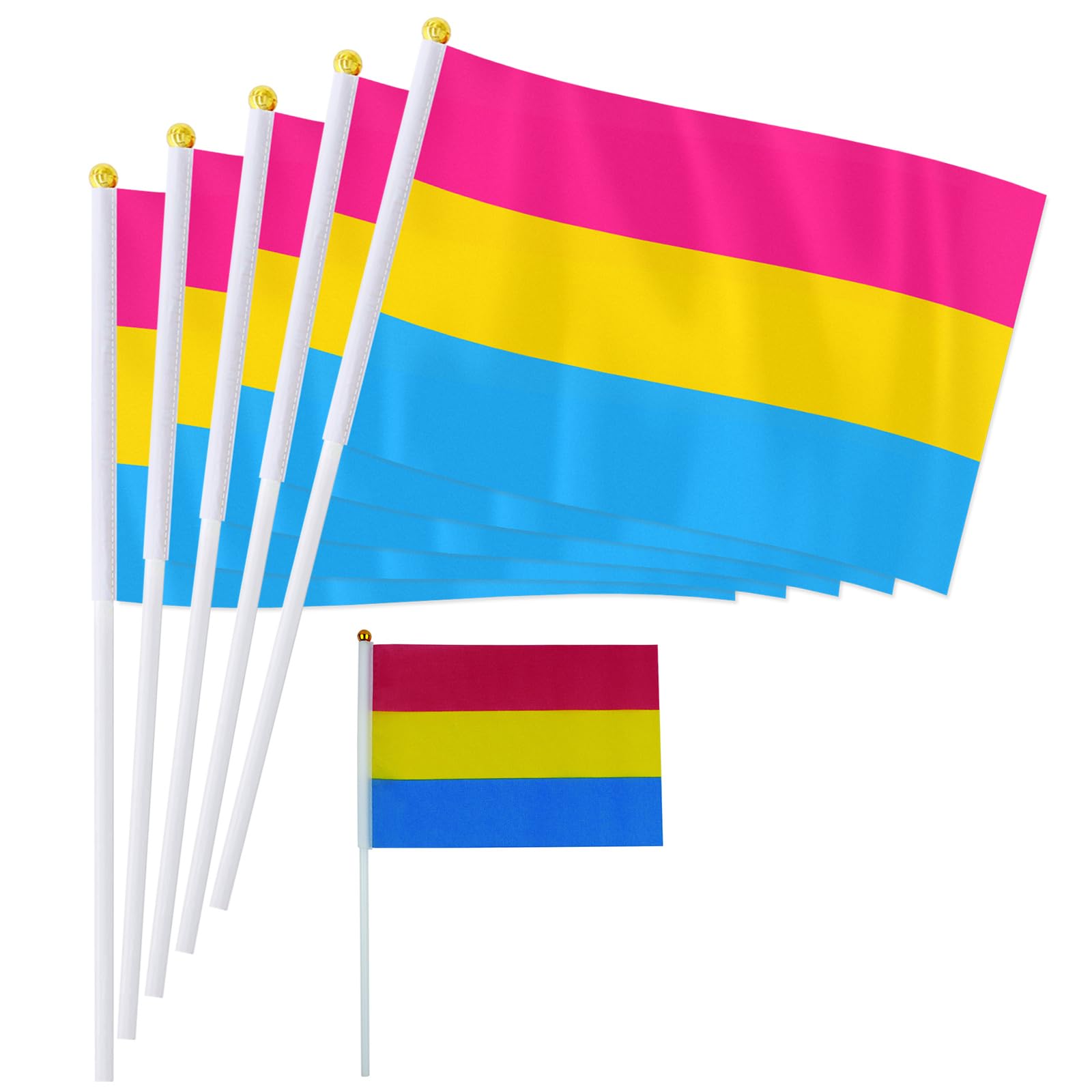 PTEROSAUR 50 Pack Pansexual Pride Handheld Flag, 5.5x8.2 Inch Small Hand Held Pansexuality Flag for Pride Month Celebration Decoration