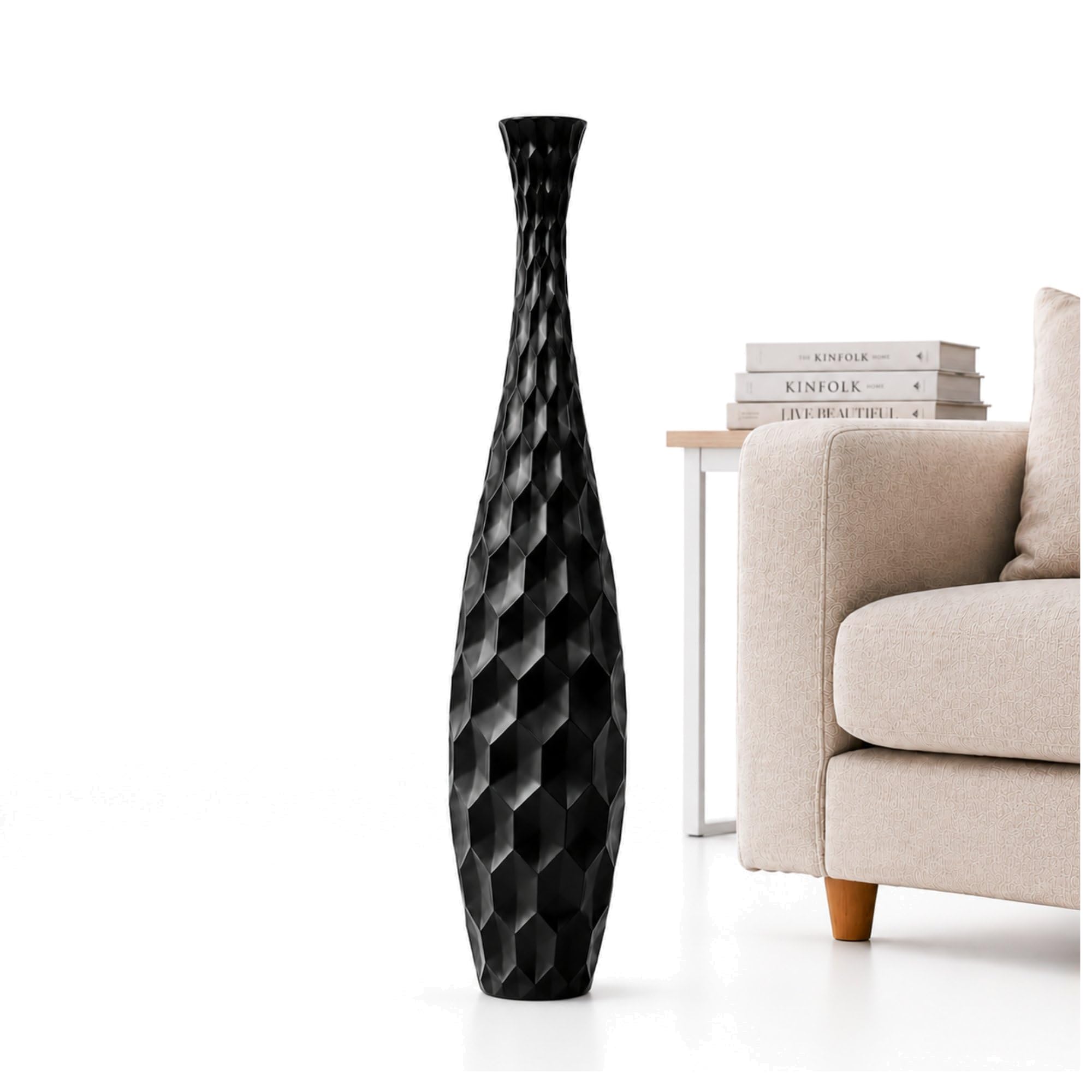 Leewadee Large Floor Vase 34" Mango Wood for Pampas Grass, Dried Flowers