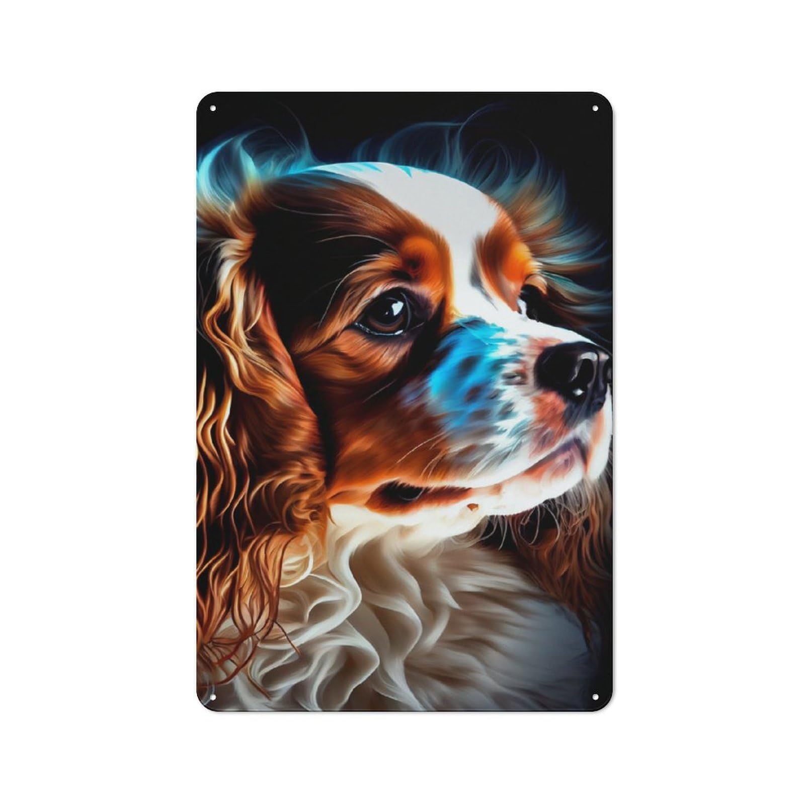 Junmoney Cavalier King Dog Printed Metal Sign 30X20cm For Living Room Or Hallway, A Decorative Christmas Gift For Living Room Decor Lovers