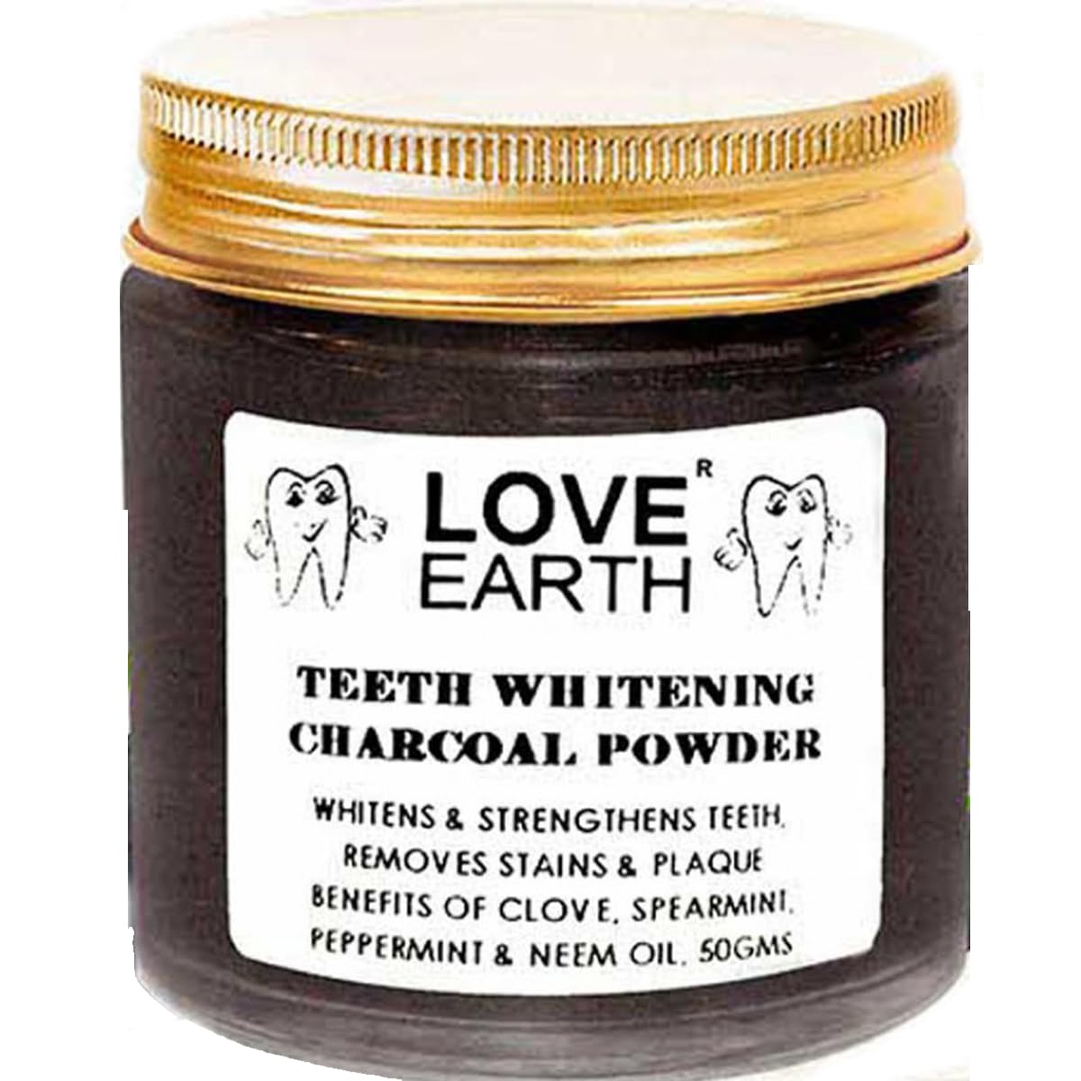 Love Earth Charcoal Teeth Whitening Powder For Teeth Whitening, Removes Plaque And Freshens Breath With Peppermint & Neem Oil 50gm