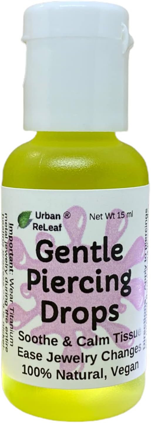 Urban ReLeaf Gentle Piercing Drops ! Soothe & Calm Tissue, Ease Jewelry Changes, 100% Natural, Vegan. Perfect for Sensitive Skin. Effective Aftercare Oil for Ear & Body Piercings!