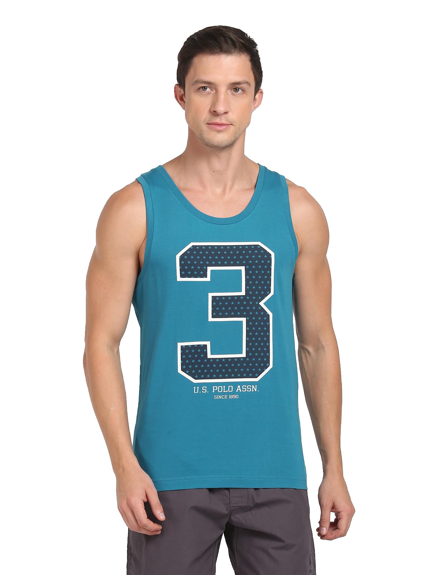 Men's Brand Print Cotton 1617 Vest - Pack Of 1