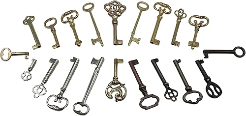 Miniatura 2 de Juego de llaves de esqueleto pequeño, funciona solo con orificios de cerradura de 12 pulgada, llaves vintage genéricas de barril hueco para muebles