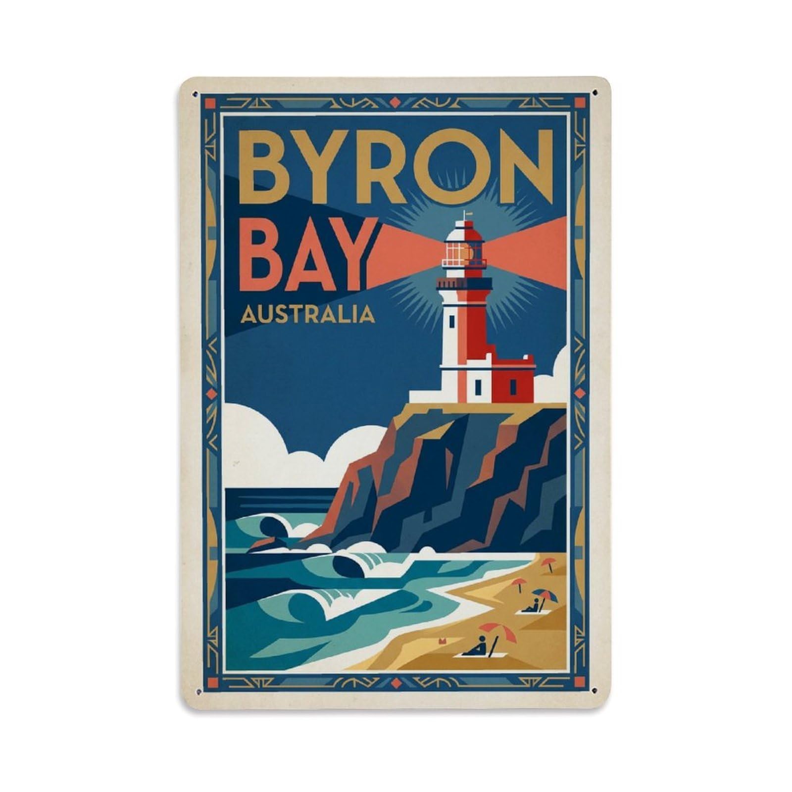 Metal Tin Sign Vintage Travel Australia Byron Bay