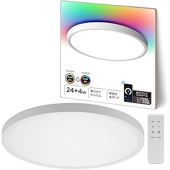 TALOYA Alexa対応 スマート LEDシーリングライト フラット型 薄型 2.4cm RGBバックライト 調光 調色 北欧 工事不要 Amazon Echo/Google Home (6~8畳 28W)