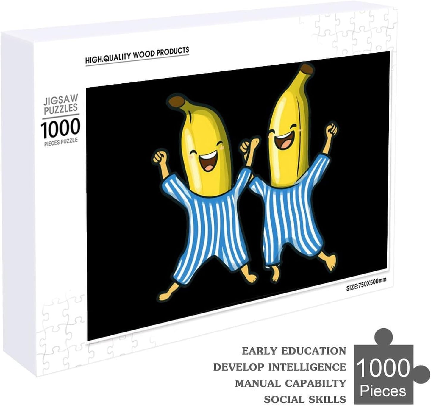 Funny Bananas in Pajamas Wood Puzzle Challenging Jigsaw Puzzles for Women Men