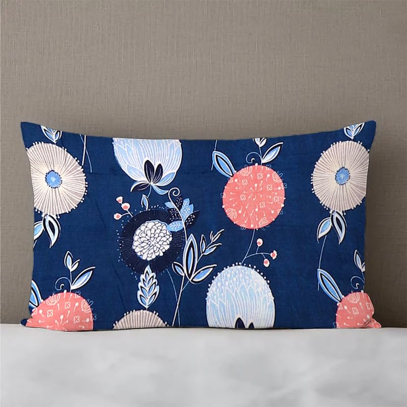 Image of la'amour Cotton All Round Elastic Fitted Bedsheets with 1 Pillow Cover|Single Mattress Bed Breathable| Longlasting | Supersoft Size - 36 x 72 + 6 inches (Color -Blue and Pink)