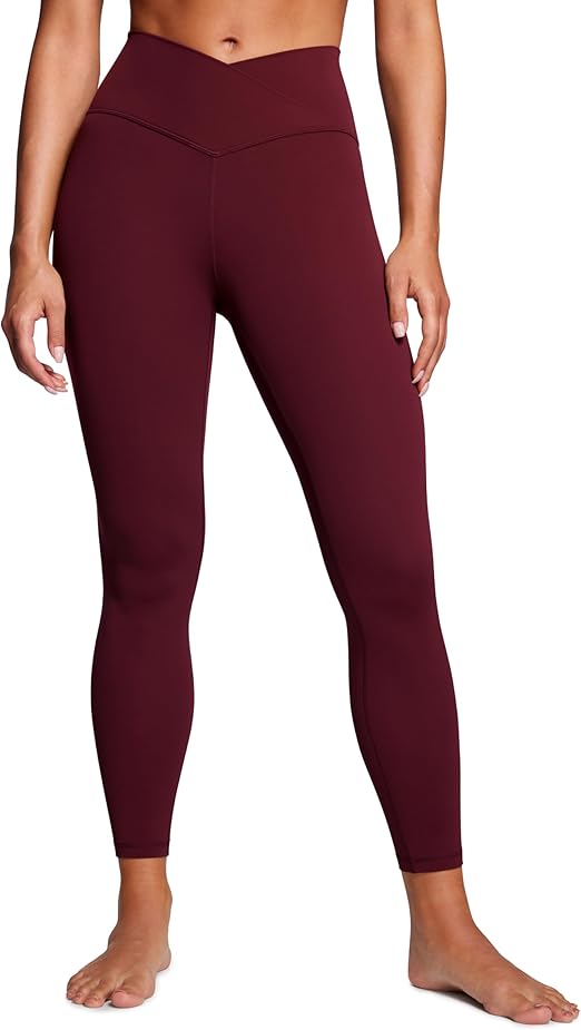 CRZ YOGA Womens Butterluxe Cross Waist Workout Leggings 25 Inches - V Crossover High Waisted Gym Yoga