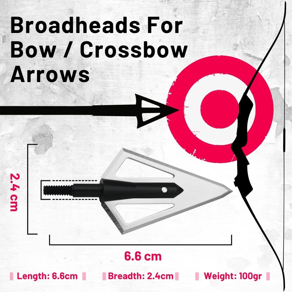 Topoint Tir à l'arc Broadhead TP251,3 lames extensibles, 100gr flèche pointes de