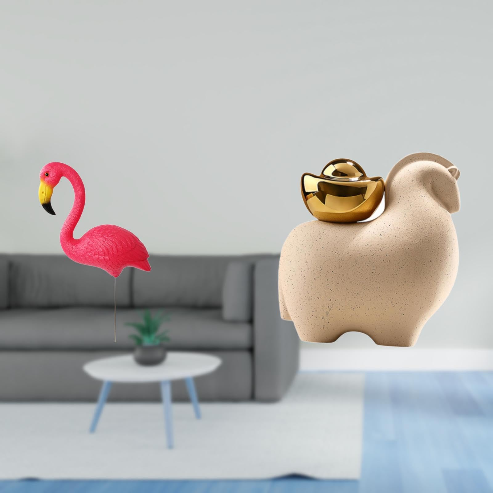 Enakshi® Flamingo Fairy Garden Stake Sculpture Ornament for Holiday Spring Miniature Animal Tabletop Decoration Creative Home Decor Fengshui Figurine-image-8