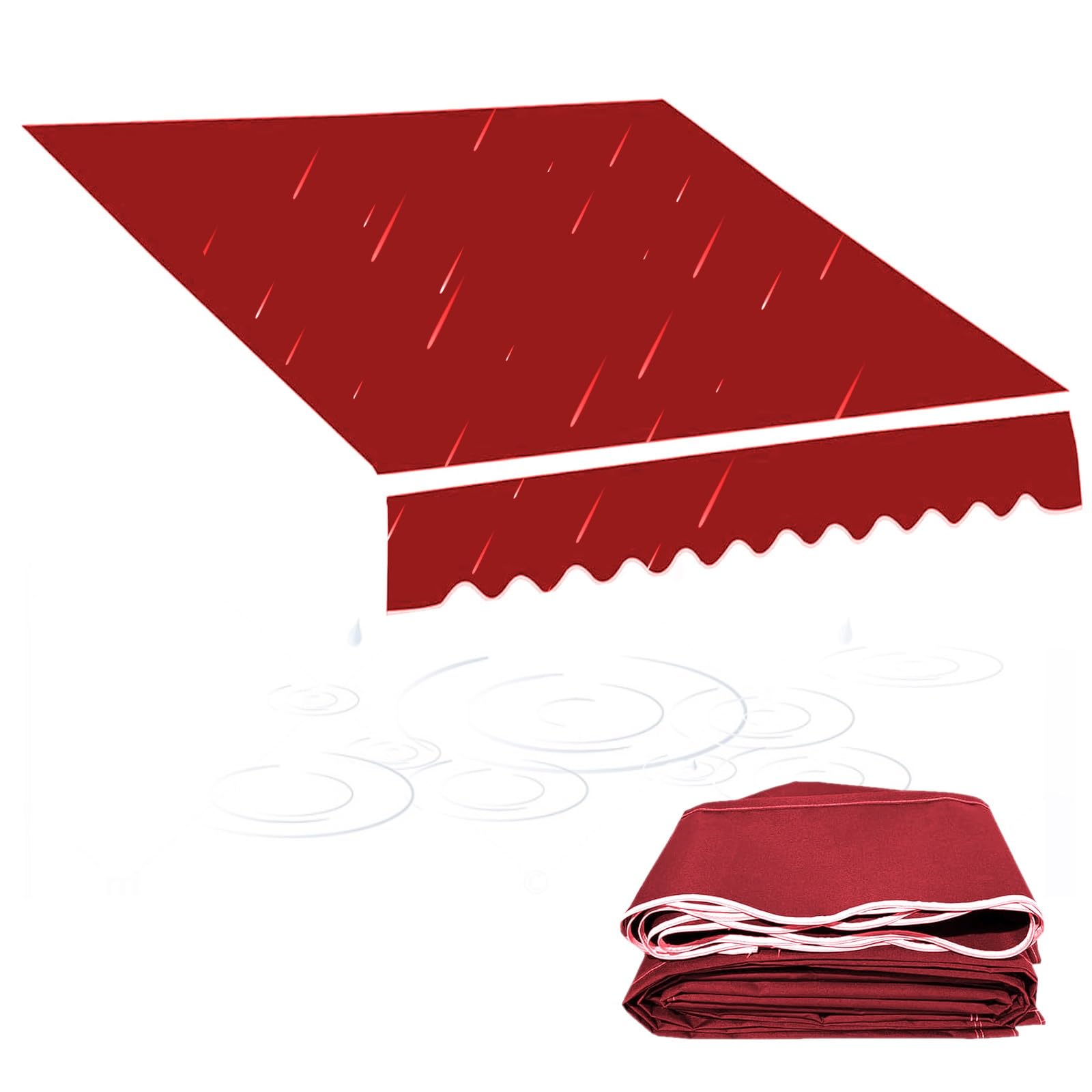 Cubierta de toldo de repuesto impermeable roja de 15 x 11 pies para patio exterior