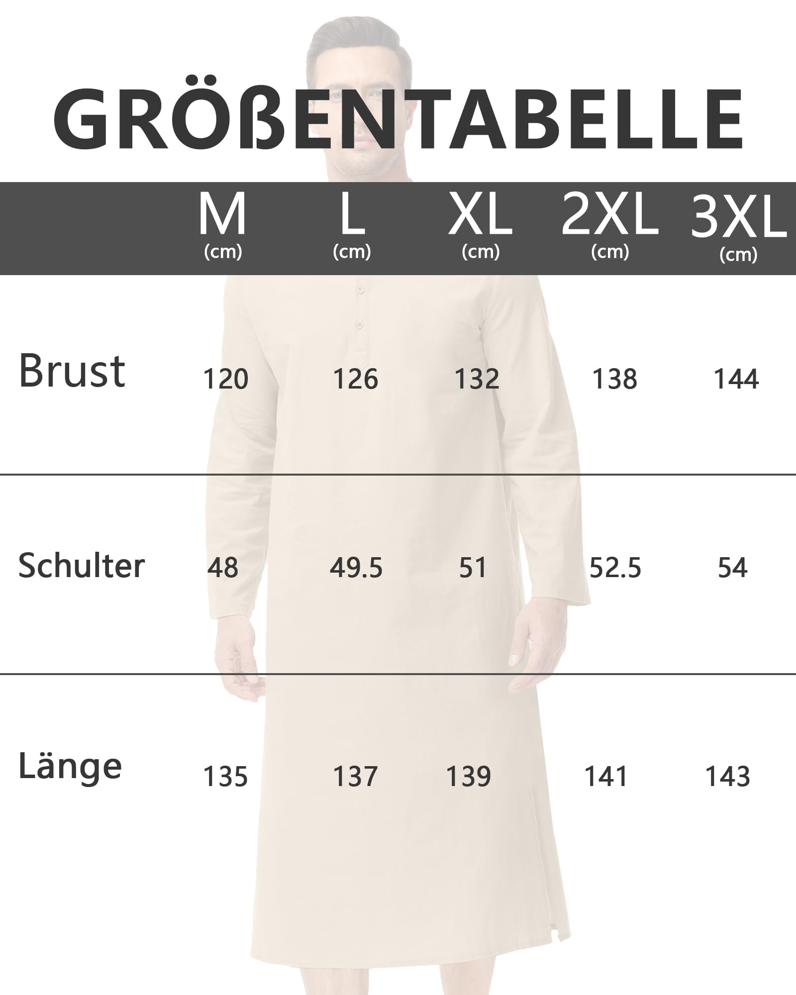 LVCBL Caftan pour homme - Col rond - Manches longues - Bouton haut - Thobe - Fendu latéral