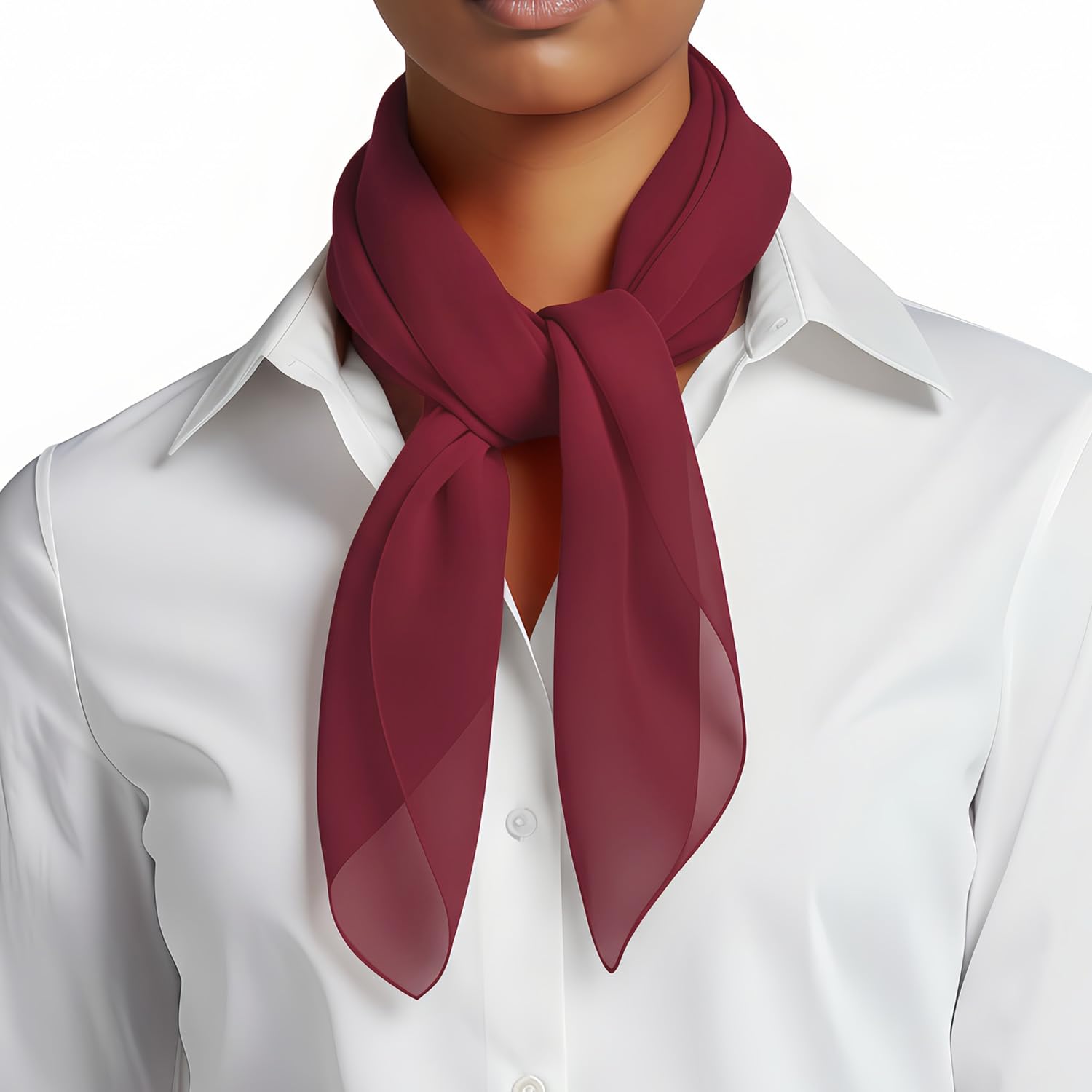 Basic Sense Women's Burgundy Lightweight Chiffon Square Scarf For Retro Neckerchief Bandana & Hair Tie,