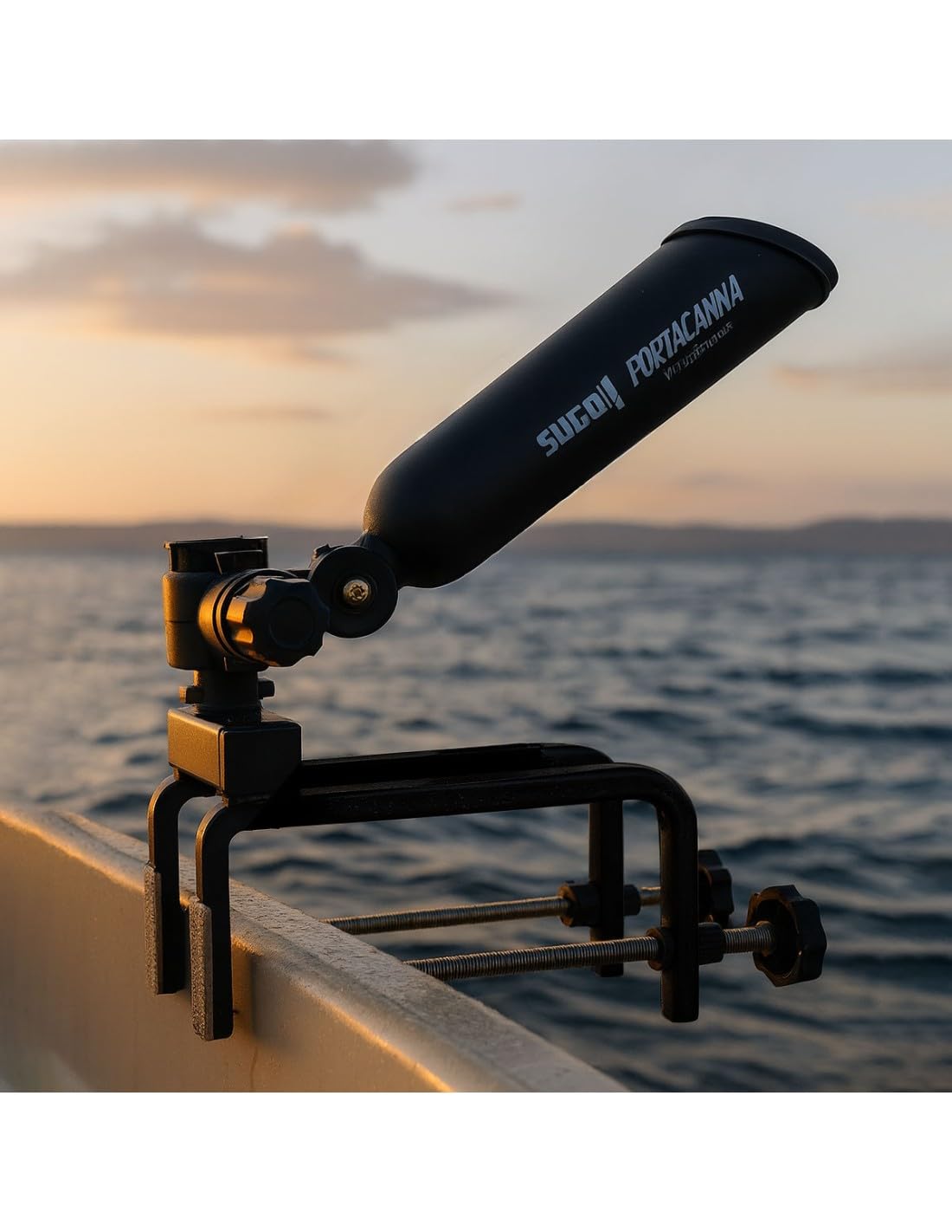 Sugoi Portacanne Universale Regolabile in Alluminio Anodizzato e ABS - Supporto Canna da Pesca Professionale per Barca, Riva e Molo - Resistente alla Corrosione, Leggero e Pieghevole