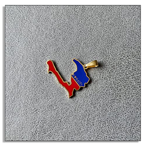 18K Gold Stainless Steel Haiti Map Pendant Necklace4