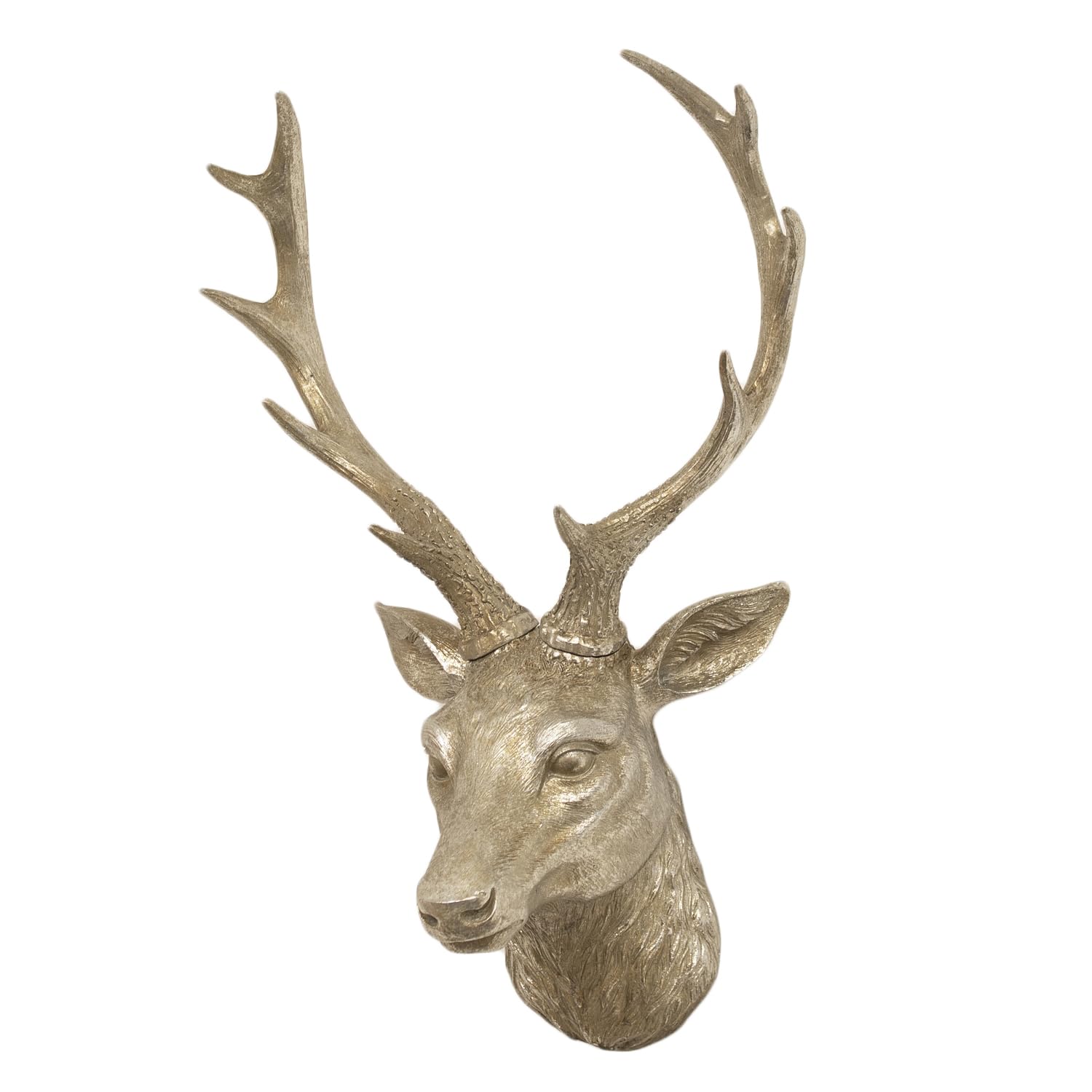 Darthome Silver Stag Head Wall Decor 30X45x20cm Rustic Resin Deer Animal Bust Art Sculpture Ornament