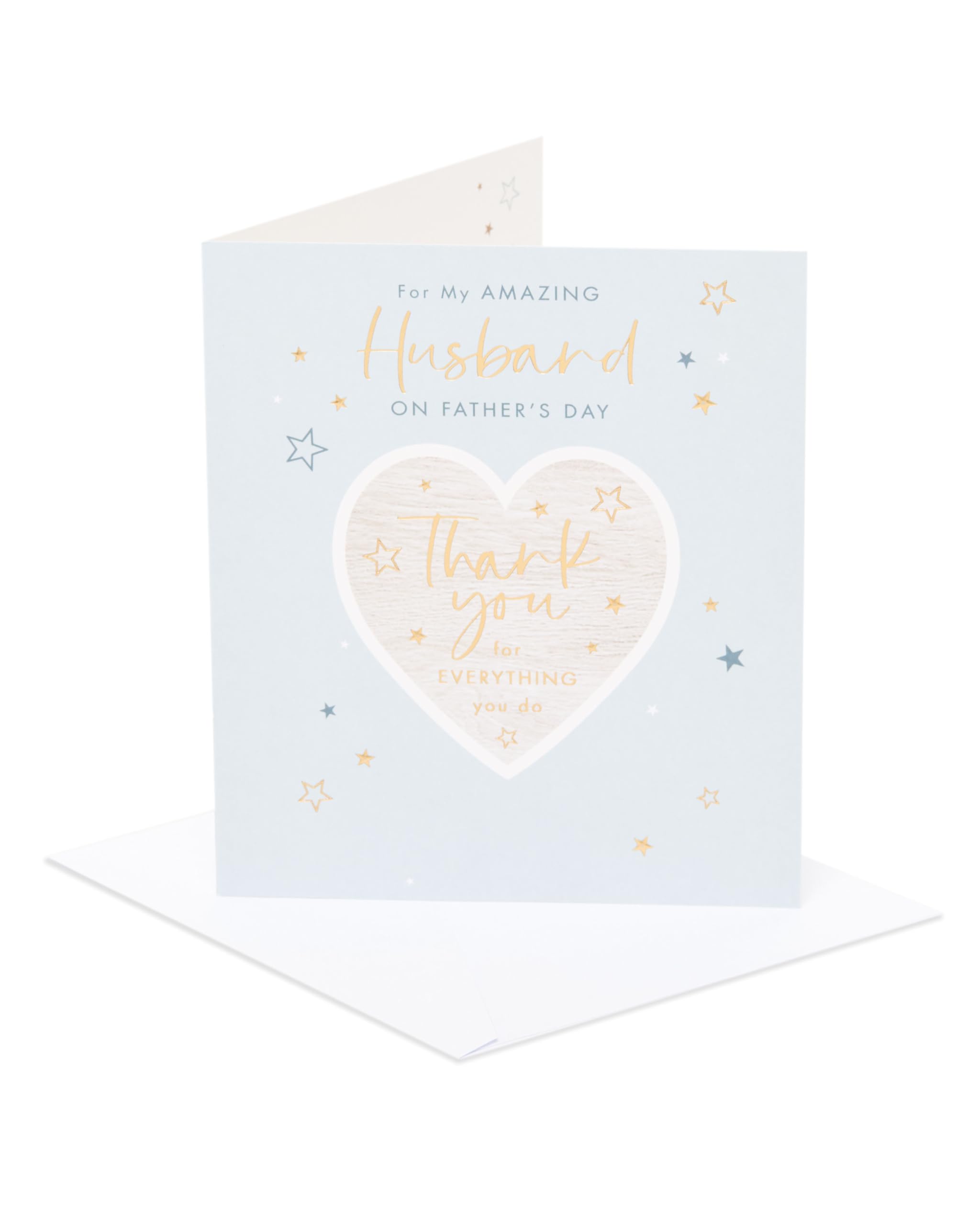 UK Greetings | Father's Day Card for Husband | Card for Dad, Grandad, Husband | Him, Boys, Men | Thank You Design | With Envelope | 15.9 x 18.4 cm
