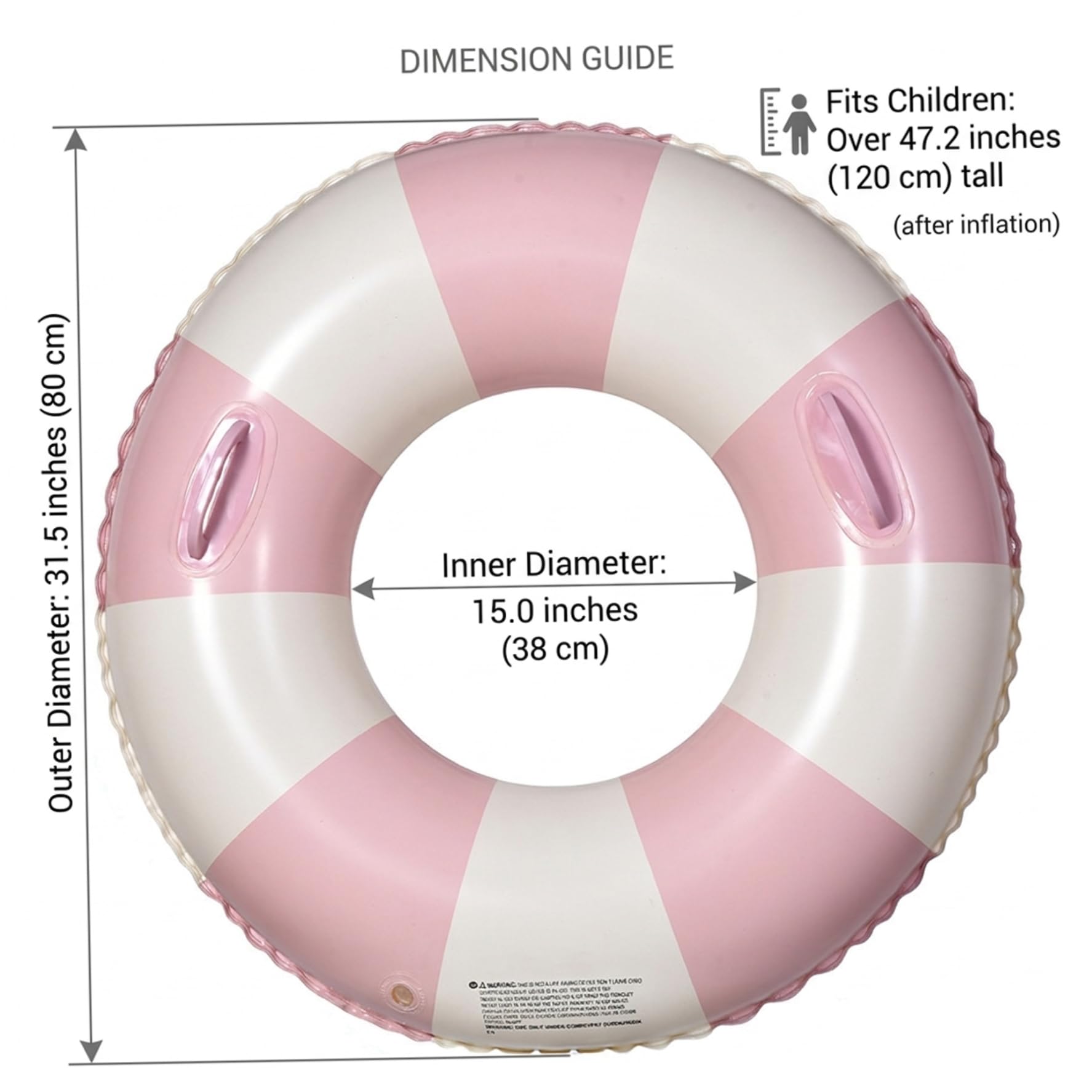 Piscina galleggianti per bambini, tubo per piscina a quadretti retrò, spesso, anti-ribaltamento, anello da nuoto in PVC carino con manici per bambine, 31, 5 pollici.