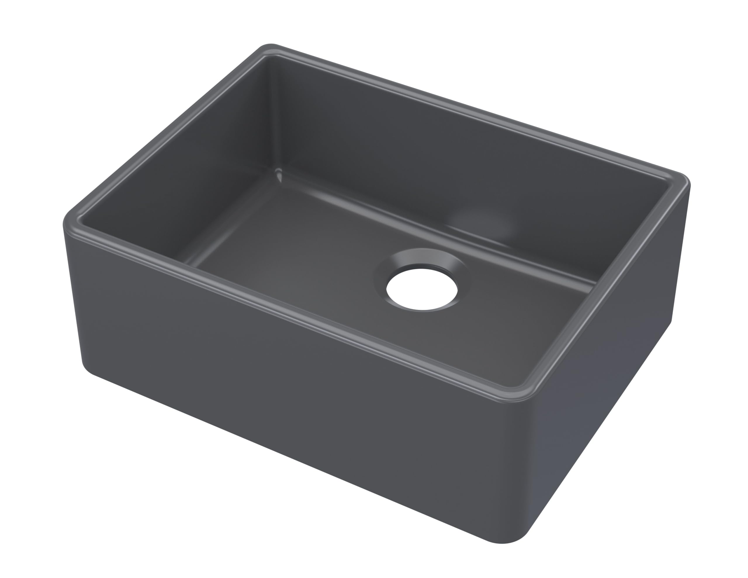 Balterley Grey 595Mm Butler Kitchen Sink, Single Bowl Durable Butler Fireclay Ceramic Kitchen Sink Bowl, Large Ceramic Apron Front Farmhouse Sinks - 595 X 450 X 220Mm (Dark )