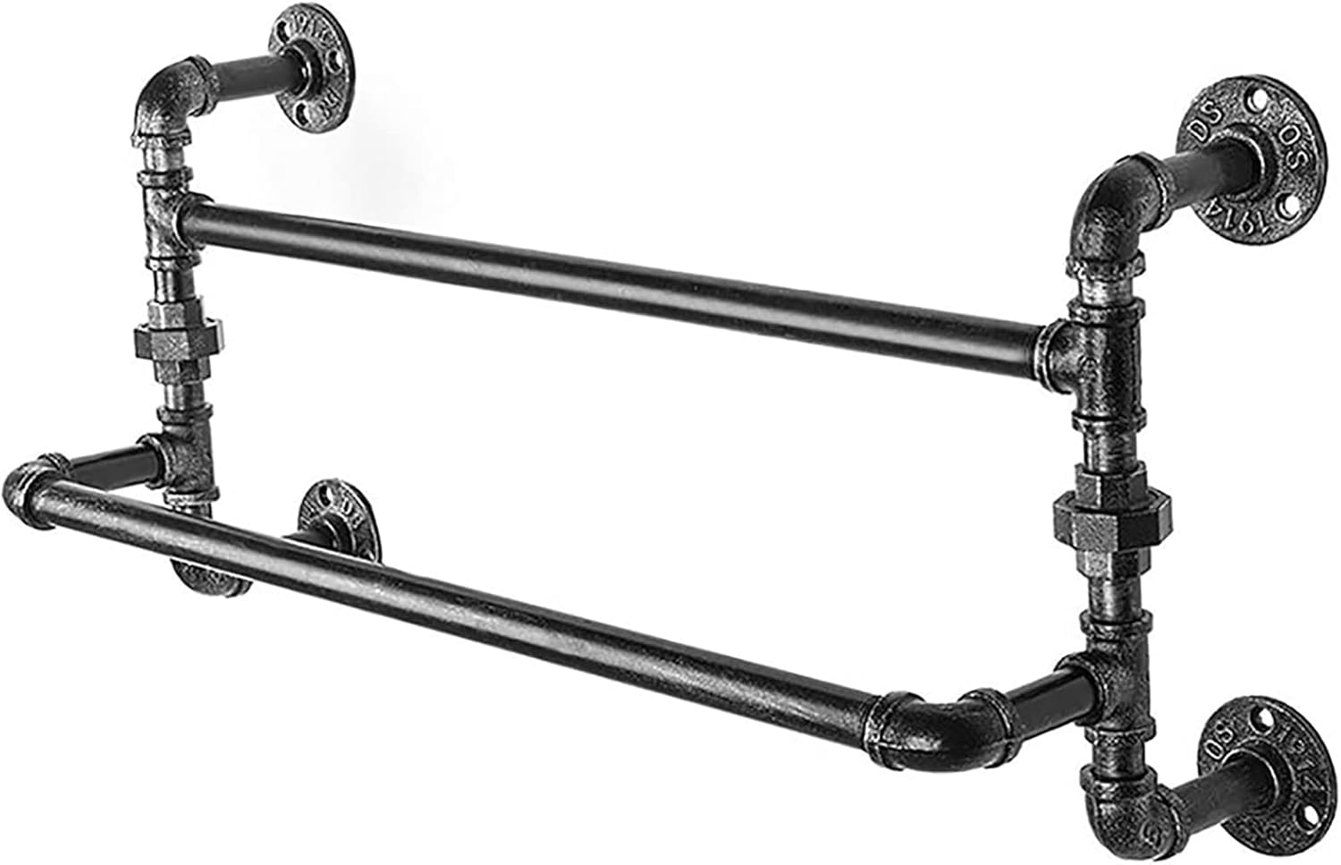 Pipe Black Towel Bar Wall Mounted Extra Long Bathroom