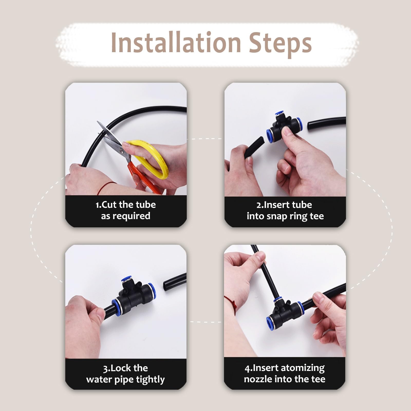 ERRULAN Sistema irrigazione Giardino Kit nebulizzazione Recinzione Outdoor, Raffreddamento irrigazione 360° Regolabile, Cantiere Prato Patio Giardino | 10cm Nozzle,65.6ft(20m)