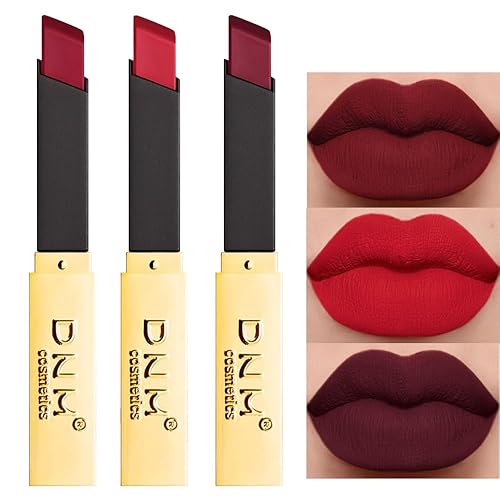 evpct Juego de 3 lápices labiales de color mate, color oscuro, luz profunda, brillante, color rubí, malva, para mujeres, impermeable, de larga disponible en Yaxa Colombia