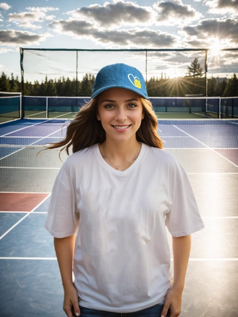 Pickleball Hat with Gift Box, Pickleball Gifts for Women Men, Adjustable Embroidered Heart Baseball Cap image 4