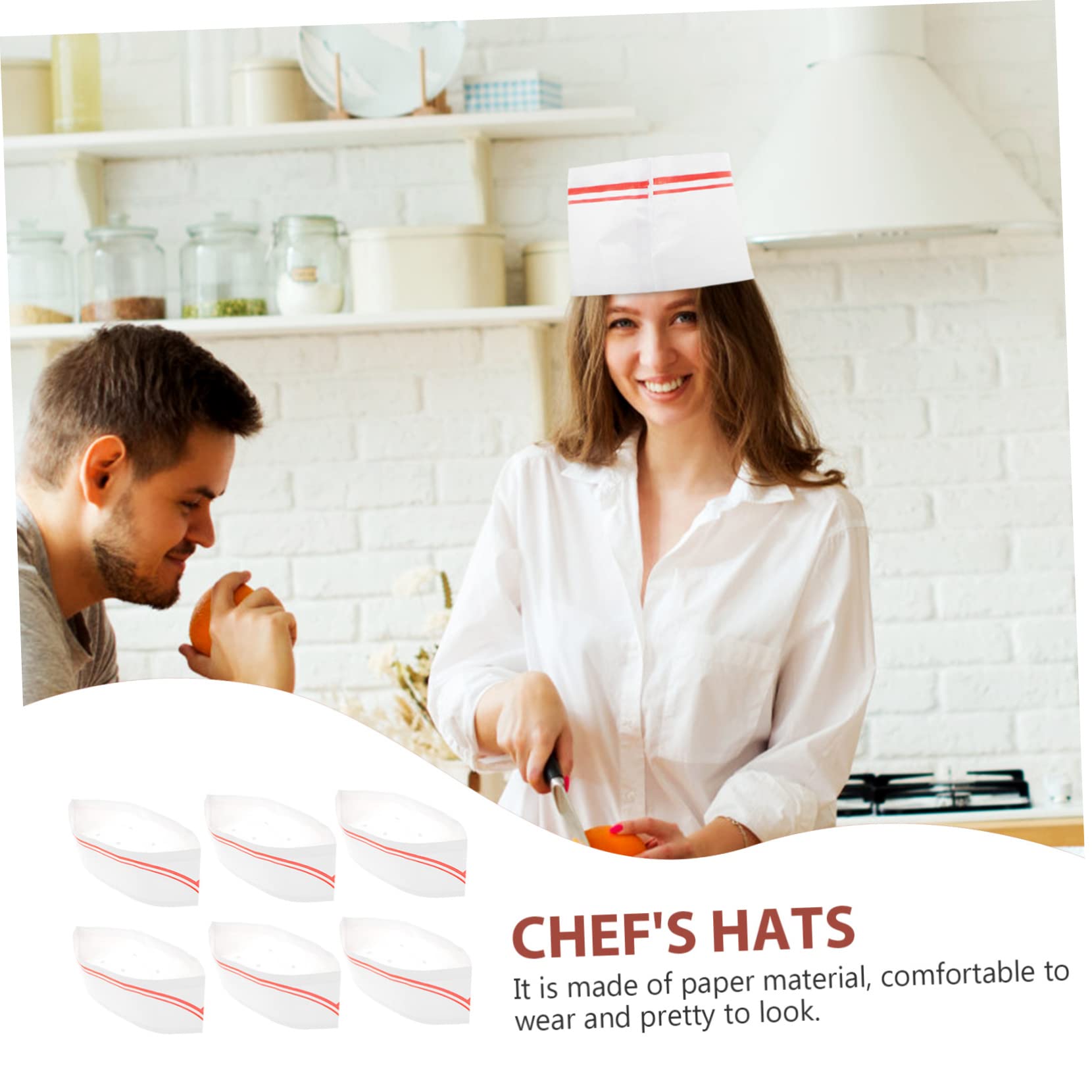 80piezas Sombreros De Papel para Chef Gorros De Cocina Desechables Borde para Restaurantes y Catering