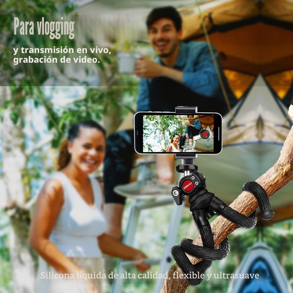 Lammcou Tripode Movil Flexible, Trípode de Gorila Pulpo Camara Pequeño, Tripode Camara Deportiva & XXL Teléfono Pinza Adaptador, Vertical Octopus Tripod for Mobil