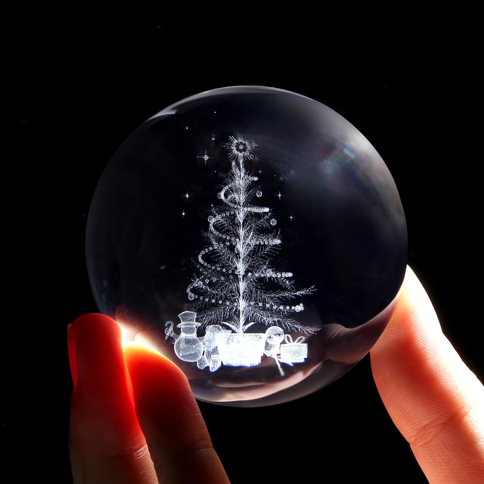 XIANNVXI 3D Christmas Tree Crystal Ball Light Lamp Paperweight Christmas Ornament for The Home Xmas Tree Ornament Light Up Indoor Home Christmas Decoration for Bedroom Shelve - Image 2