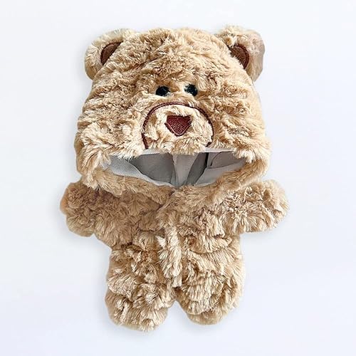 Miniatura 6 de niannyyhouse Ropa de muñeca de felpa de 7.9in con patrón de oso para vestir de 8 pulgadas, ropa de muñeca de peluche Kpop (marrón)