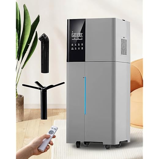 Humidifier Large Room,26L/6.8Gal Whole House Humidifiers for Bedroom Home 3000 sq.ft,1800ml/H,Commercial and Industrial Humidifiers with 360° Nozzle & Extension Tube,Top Fill,Gray