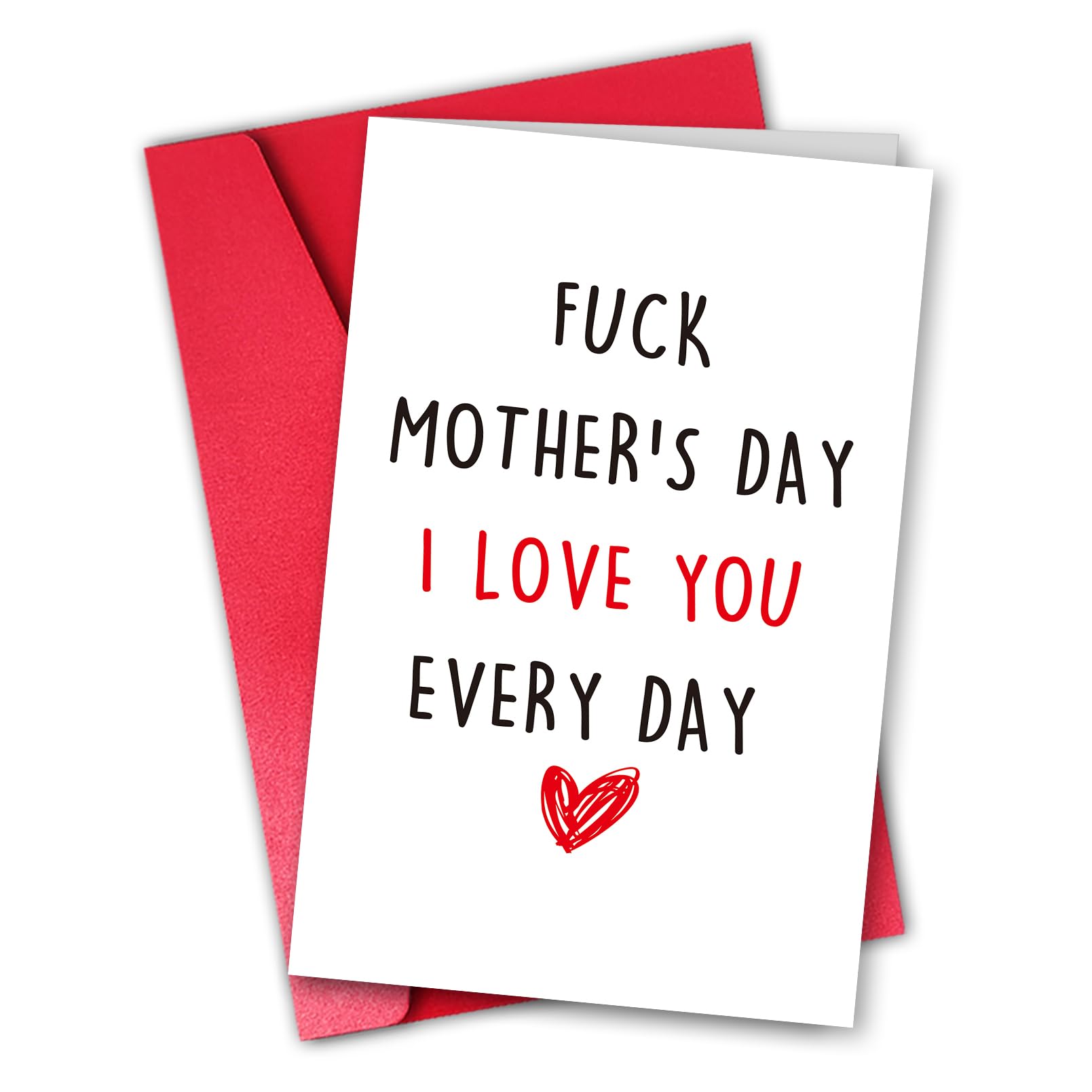 Photo 1 of **2 PACK** Otcliff Playful Mother's Day Card, Funny Greeting Card for Mom Stepmom Wife, Lighthearted I Love You Every Day Card from Daughter or Son, Humorous Card with Red Envelope