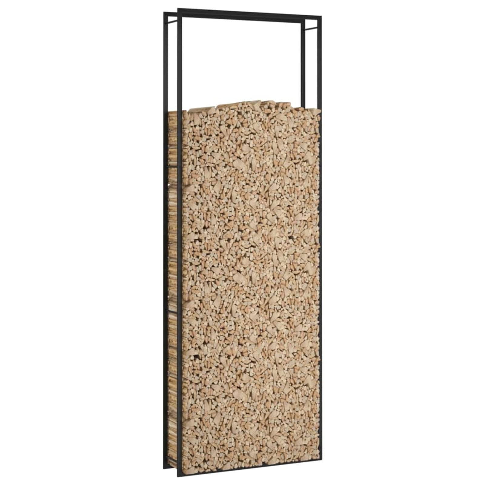 Festnight Leñero Interior, Estante para Leña de Chimenea 110 x 28 x 312 cm Soporte para Leña Carga Máx. 100 kg Acero Negro