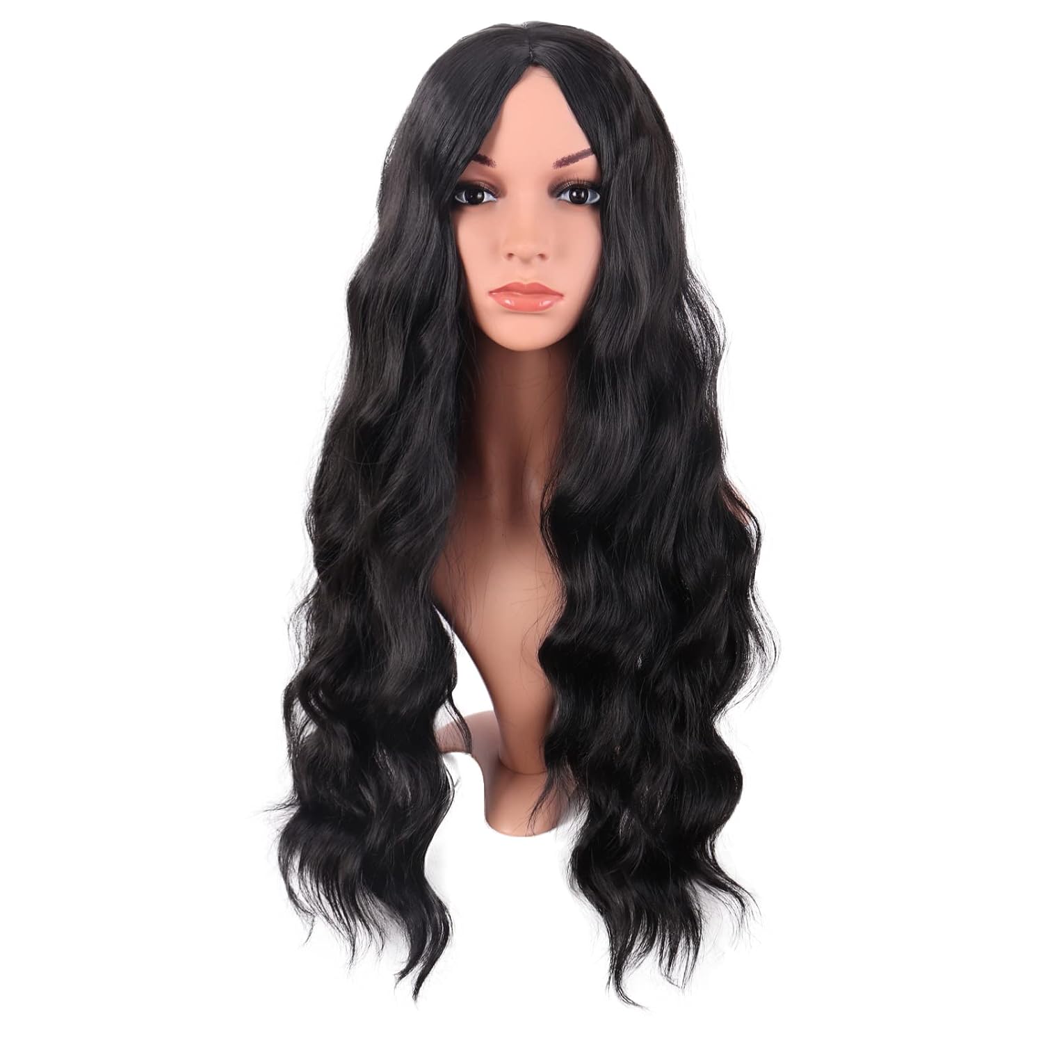 MapofBeauty 28 Inch/70 cm Long Wavy Middle Part with No Bangs Synthetic Fiber Curly Fashion Women Party Cosplay Wig (Black) MapofBeauty 28 Inch/70 cm Long Wavy Middle Part with No Bangs Synthetic Fiber Curly Fashion Women Party Cosplay Wig (Black)