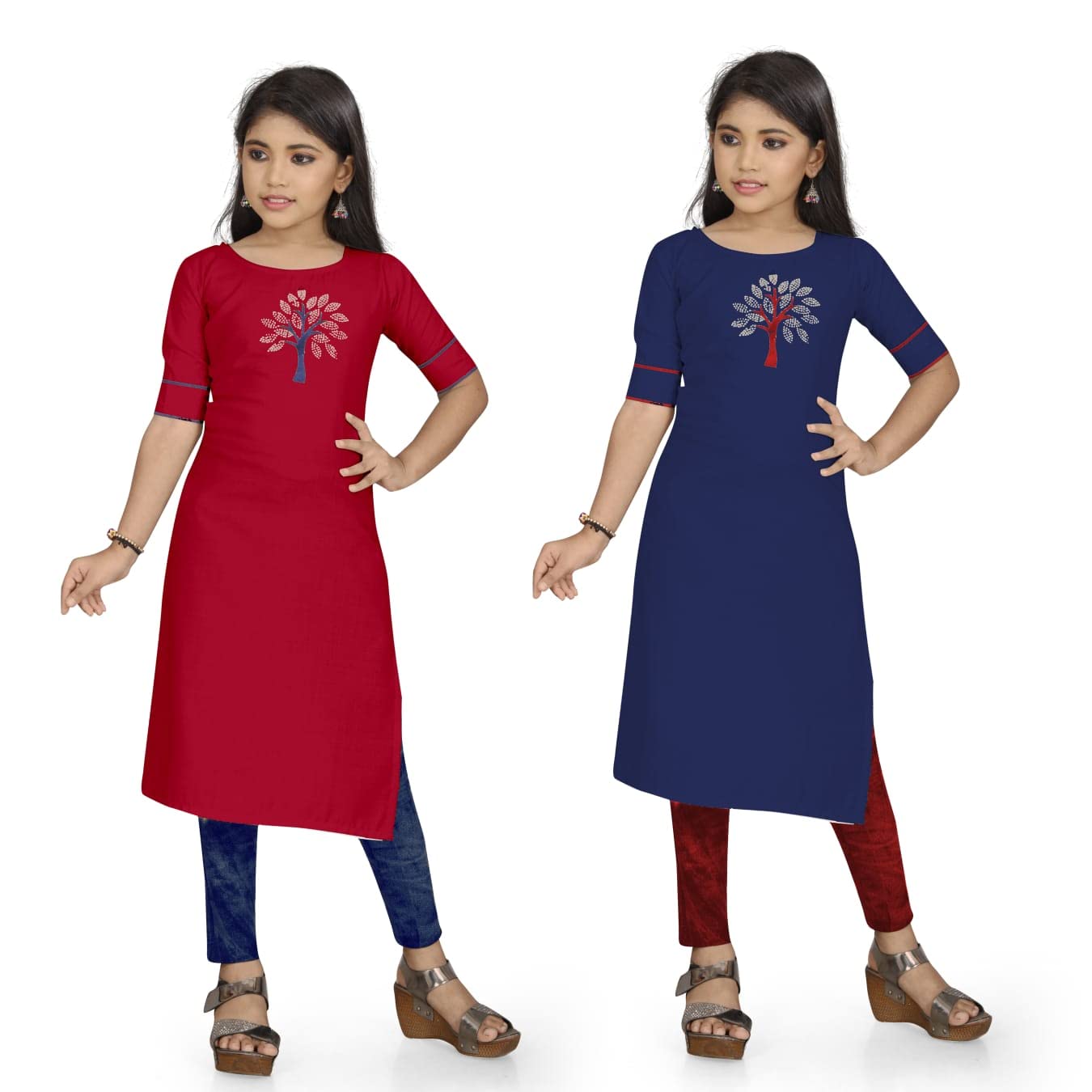 Baby Girl's Pure Cotton Hotfix Diamond Butta with Regular Sleeves-image-48