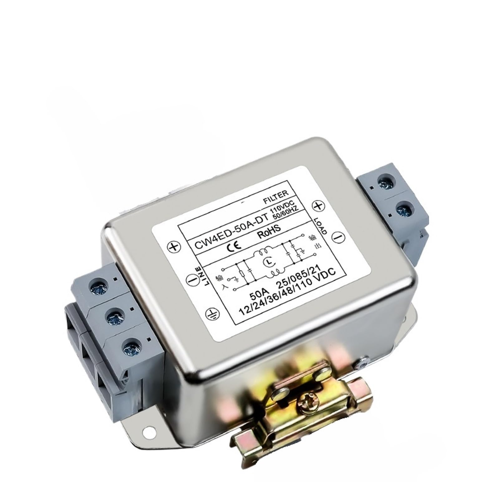 CW4ED-40A/50A-DT DIN-rail power filter DC12V 24V 48V 100V(CW4ED-50A-DT)