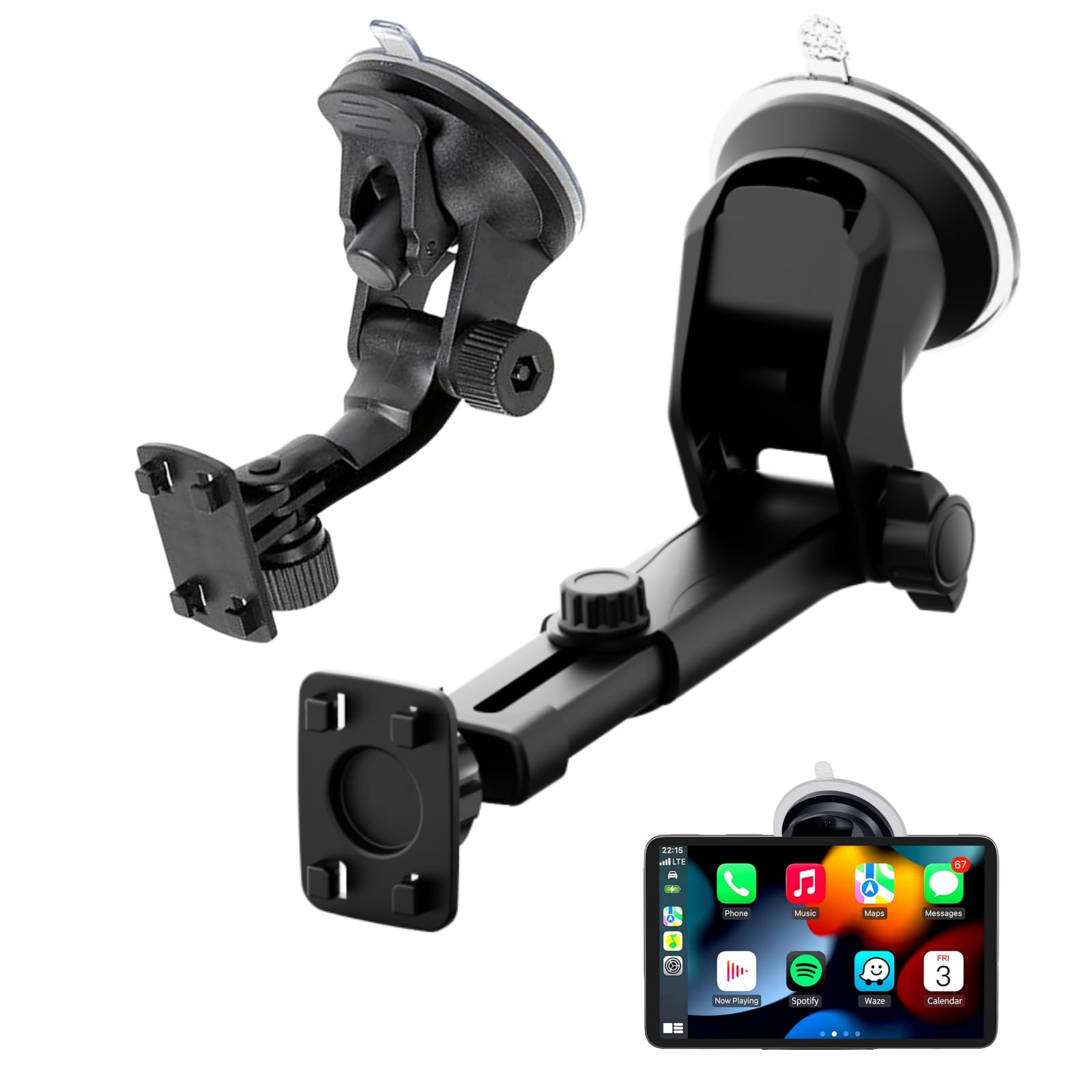Epronic Carplay Mount(2Pcs), Replacement Dashboard Windshield Car Mount Suction Cup Bracket Carplay Screen Mount for 4"-12" Monitors