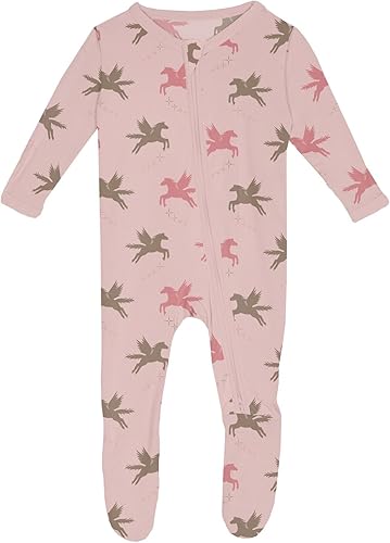 KicKee Baby & Toddler - Pijama de viscosa ultrasuave de bambú con patas abatibles y puños
