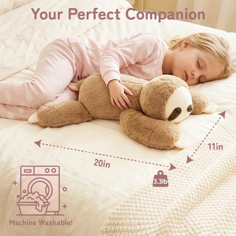 Image of Niuniu Daddy 20 inch | 3.3 Pound Weighted Sloth Stuffed Animal Plushie for Adults & Kids, Large Weighted Lap Pillow for Comfort, Soft Sensory Stuffy Toy as Gift for Holidays