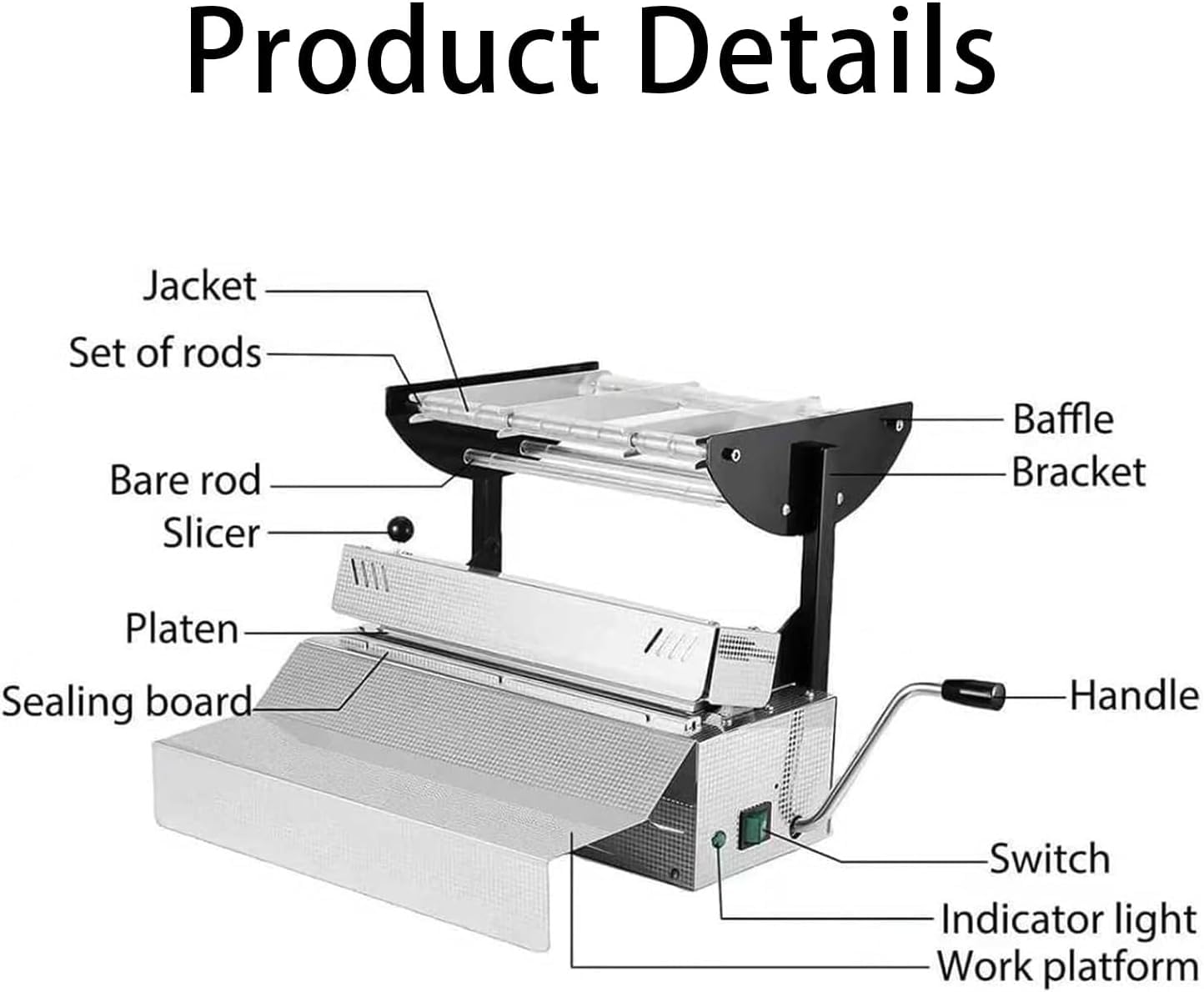 Máquina selladora de Bolsas de Laboratorio, selladora de esterilización Dental de 500 W con 6 ajustes de Temperatura y Cuchilla de Doble Filo, Acero Inoxidable.