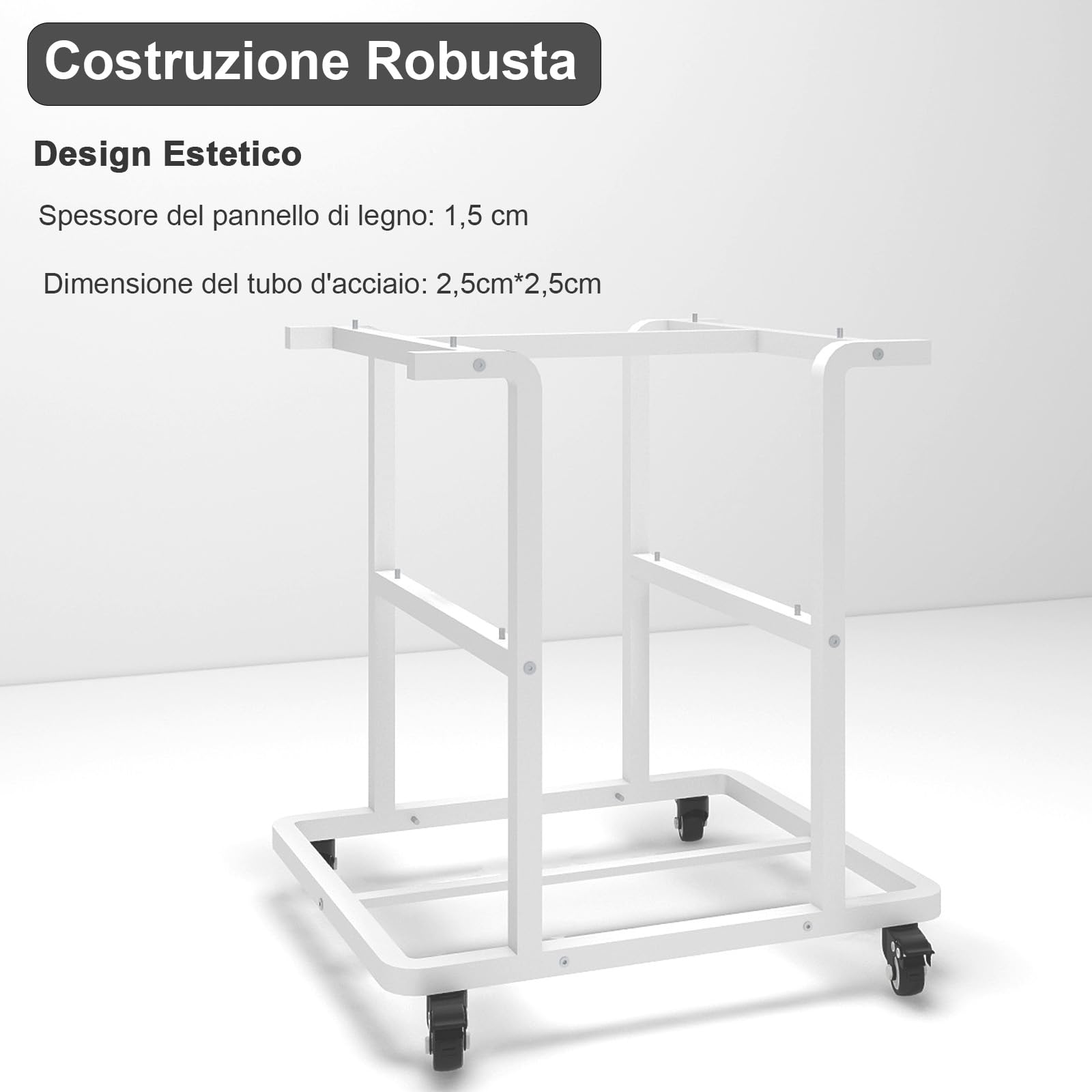 Supporto Mobile Per Stampante A 3 Livelli In Legno - 55x40x84 Cm, Per Ufficio E Casa - Foto 6