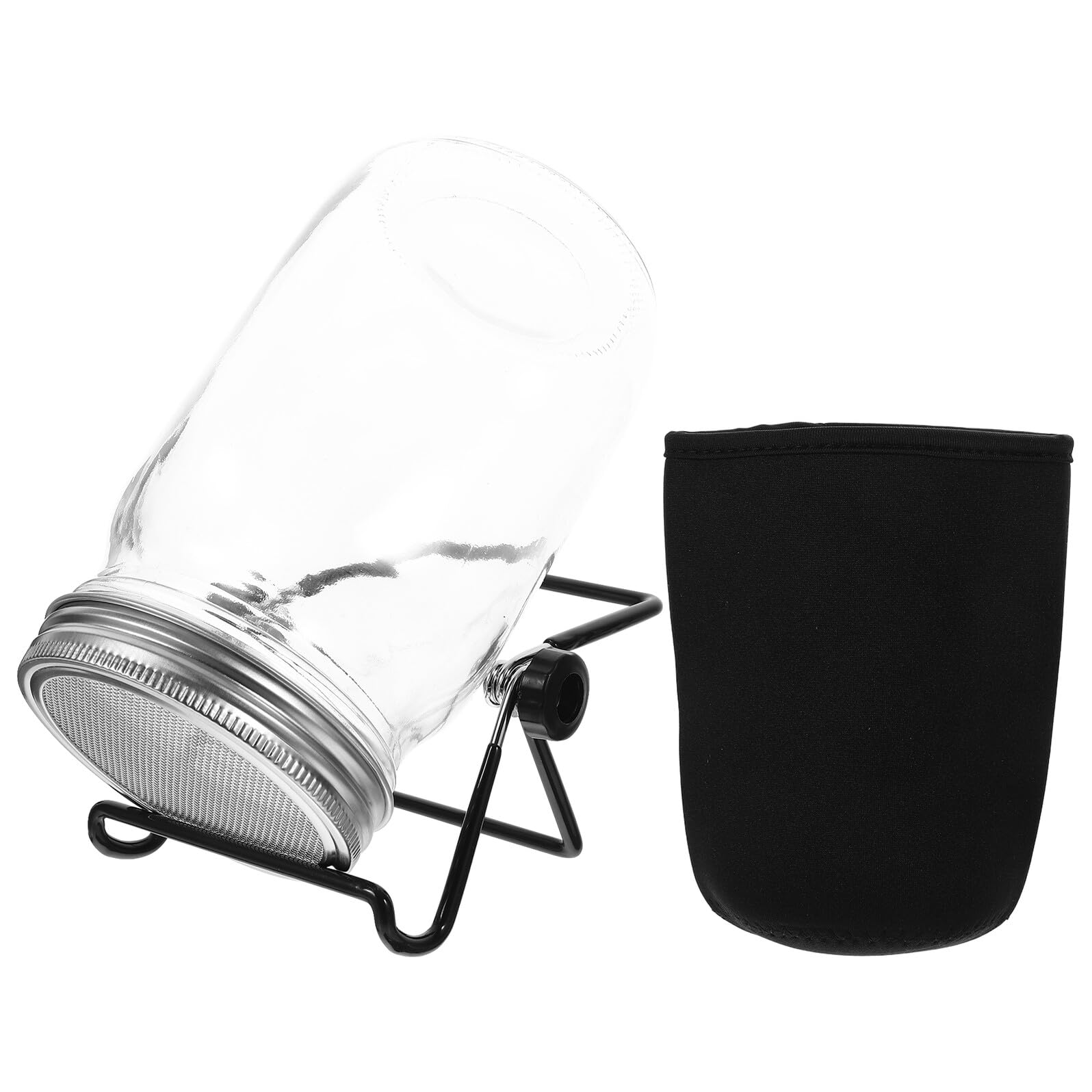 Edelstahl Keimglas mit Breitem Mund Sprout Deckel mit Sieb Stabiler Ständer und Schattierungsabdeckung Mason Jar Keimgerät für Samen Keimung und Bohnensprossen Zubehör