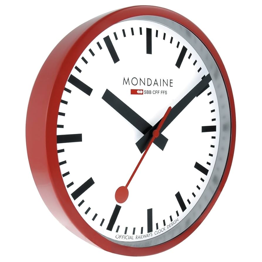 美品　モンディーン 掛け時計 ウォールクロック　MONDAINE 　レッド 美品 モンディーン 掛け時計 ウォールクロック MONDAINE レッド