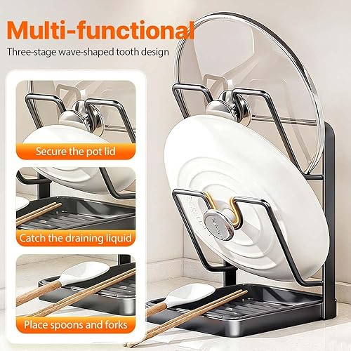 Miniatura 5 de Kitchen Pot Lid Storage Rack 2026 New - Multifunctional Space-Saving Countertop Organizer for Kitchen (Grey, Single-layer)