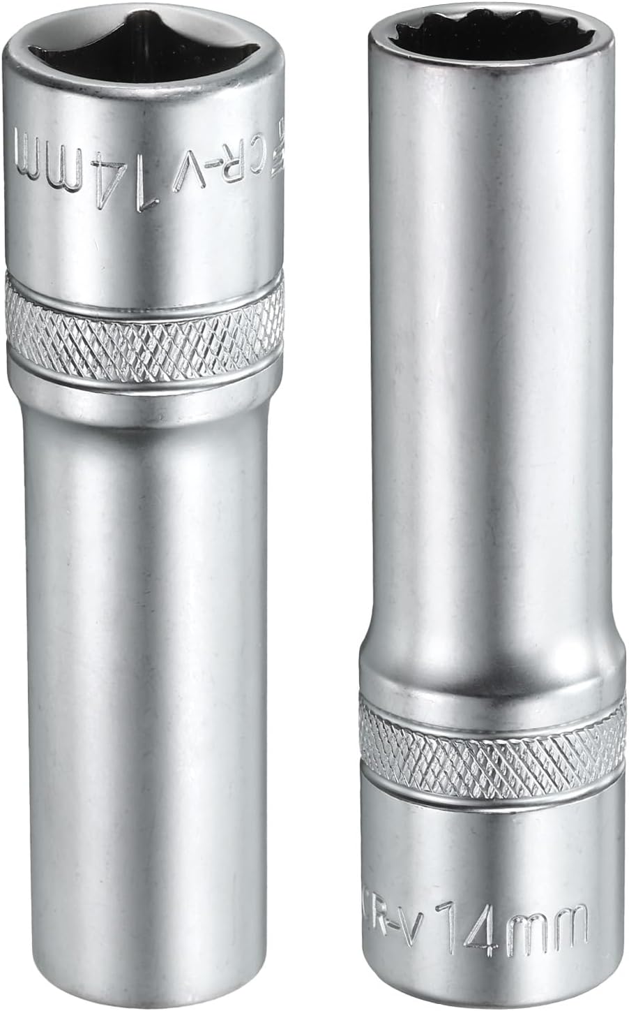 HARFINGTON 2pcs 1/2" Drive by 14mm 12-Point Deep Socket 78mm Length Metric Spline Socket