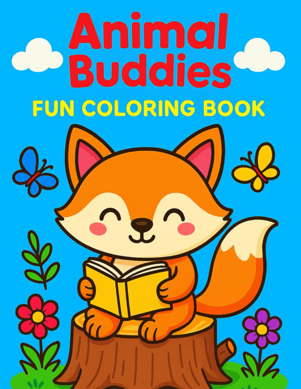 Animal Buddies: Fun & Easy Coloring Book for Kids Ages 3–7: Cute & Easy Animal Coloring Pages • Single-Sided • Perfect for Kids Ages 3–7