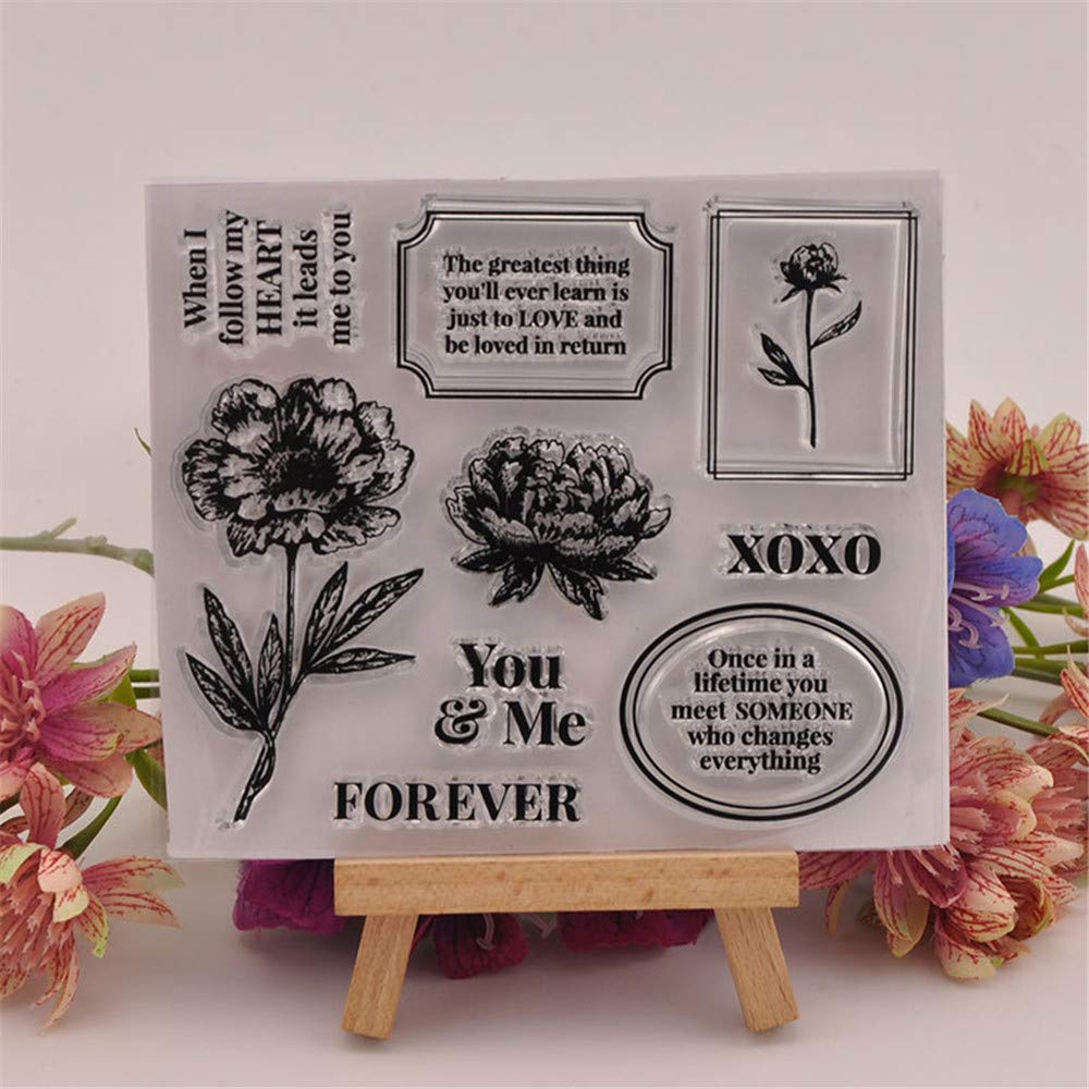 Uteruik foglio di sigillo in silicone trasparente – You & Me Pattern goffratura timbro trasparente sigillo per fai da te scrapbook, album fotografici, taccuini, biglietti, artigianato, 1 pezzo
