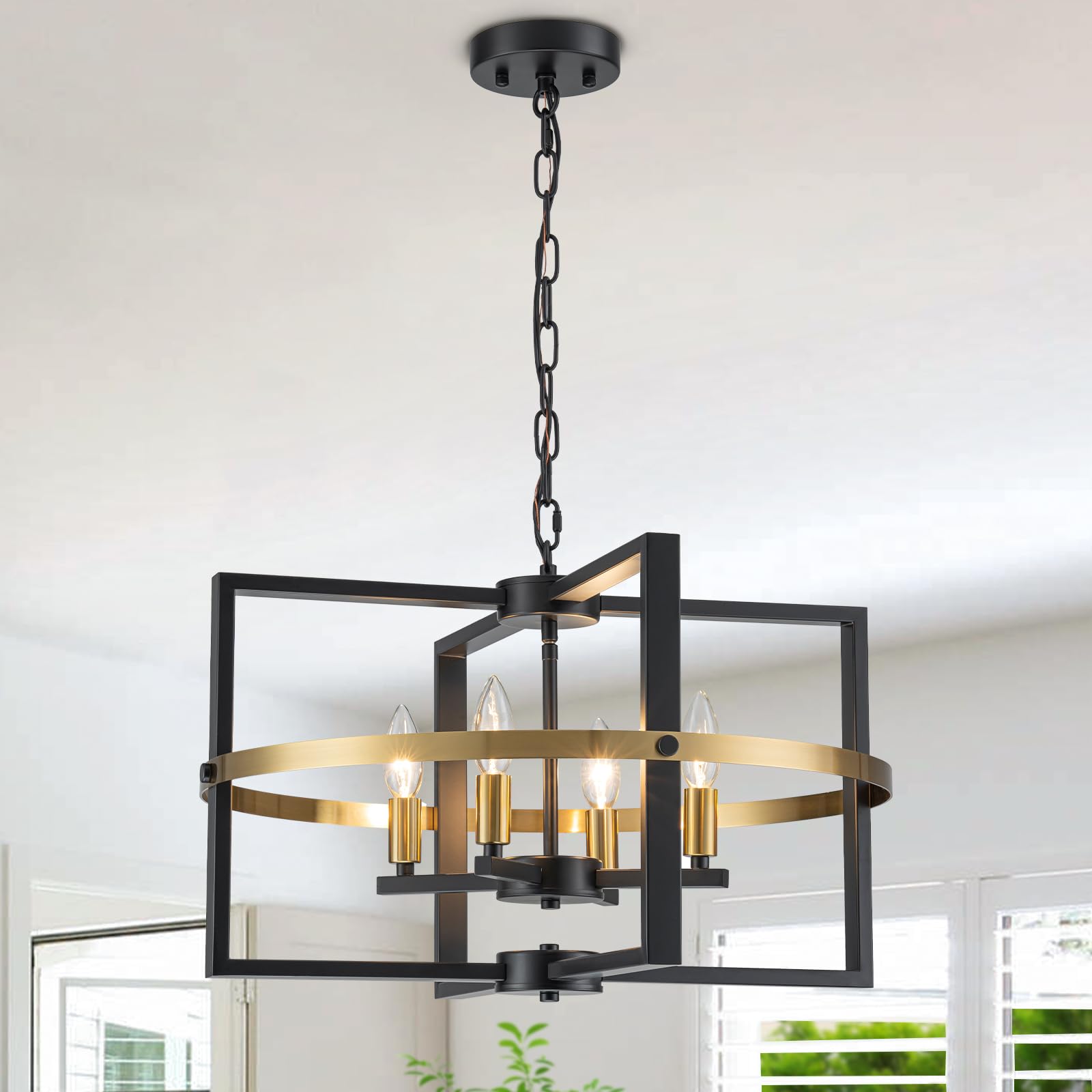 Zyzwmb 21.26'' Black Gold Dining Room Chandelier, 4-Light Modern ...