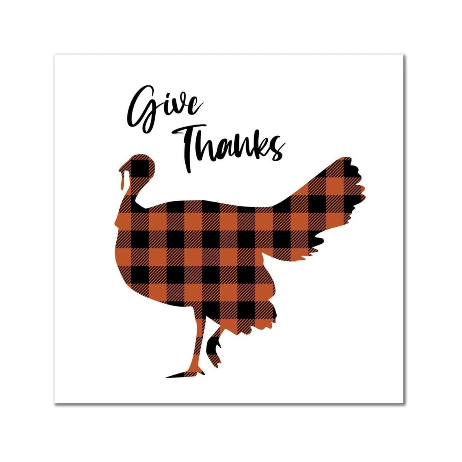 Give Thanks Black Orange Buffalo Plaid Turkey Wooden Signs Plaque Harvest Thanksgiving Retro Woodshop Garage Wall Decor For Women Office Bathroom Shelf Decor Housewarming Gift